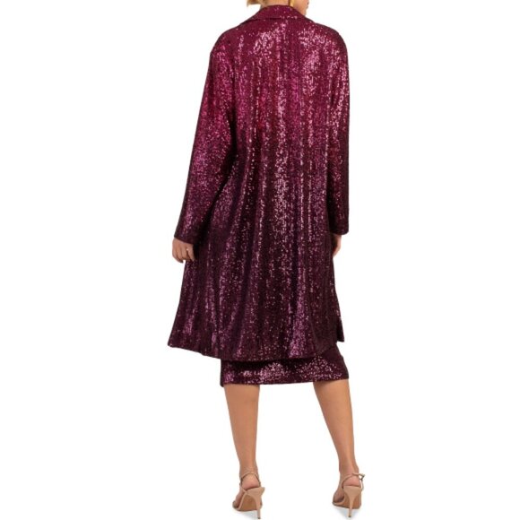 Trina Turk 'Pisces' Sequin-Embellished Longline Jacket, Festive Fuchsia/Plum - Picture 2 of 2